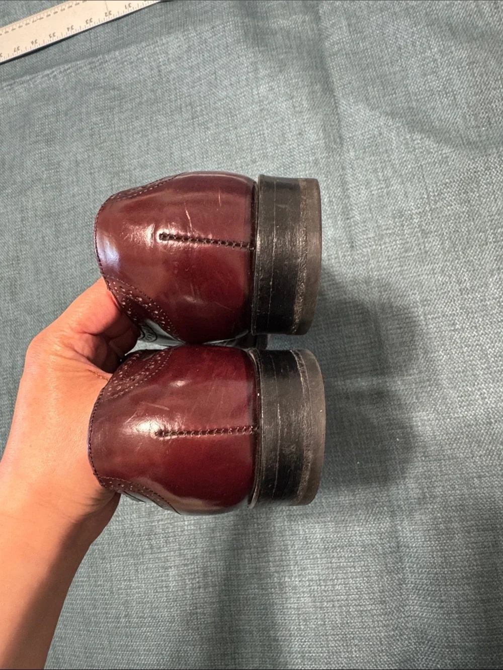 Bostonian Shoes 10.5 Wingtip Derbys Men's Burgundy Polished Leather luxury